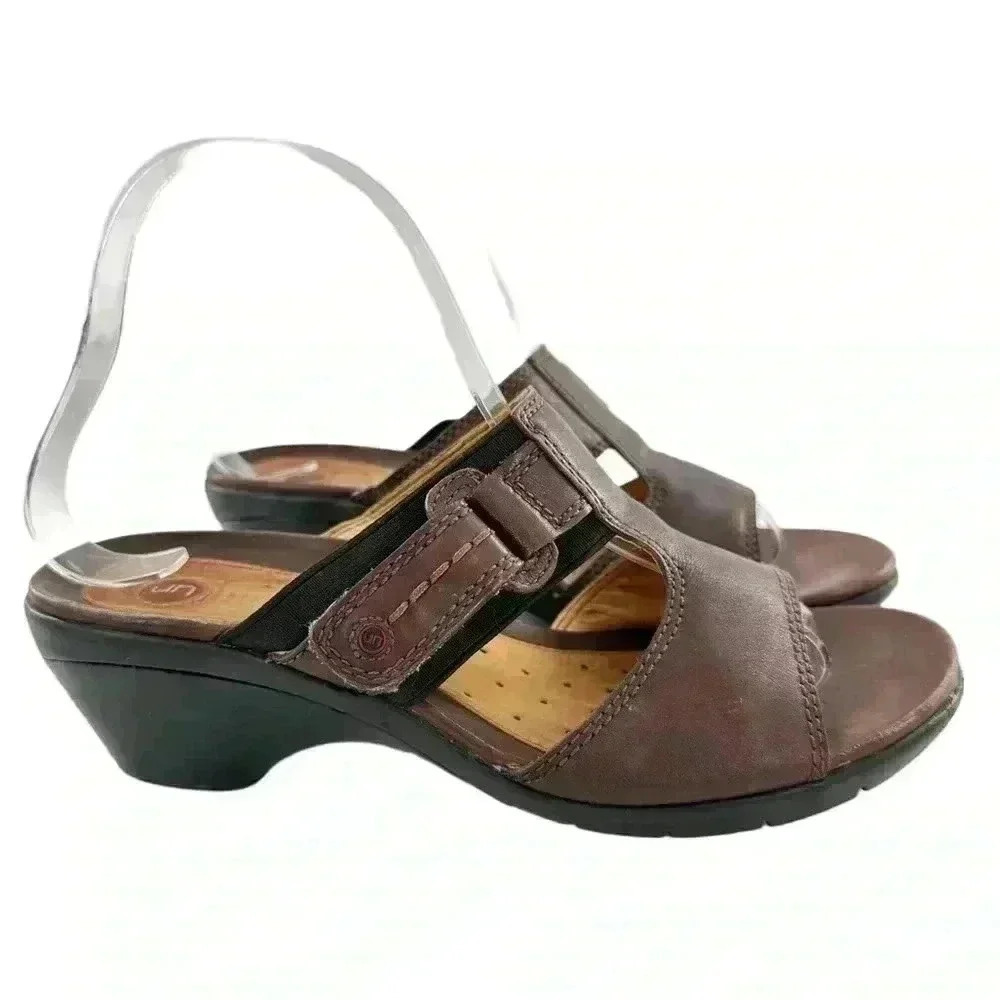Clarks unstructured womens sandals size 7.5 brown leather slides - Picture 12 of 12